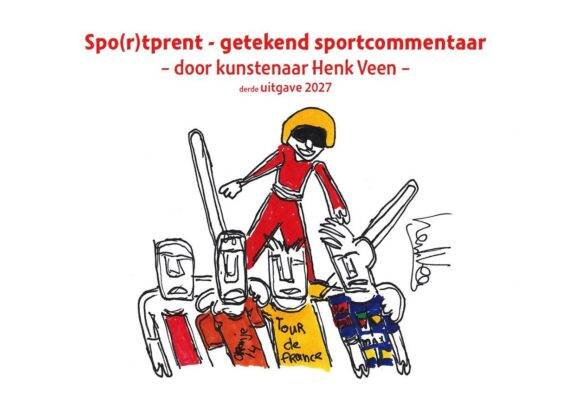 Vijftien-jarig jubileum boekje Spo(r)tprent - getekend sportcommentaar kunstenaar Henk Veen